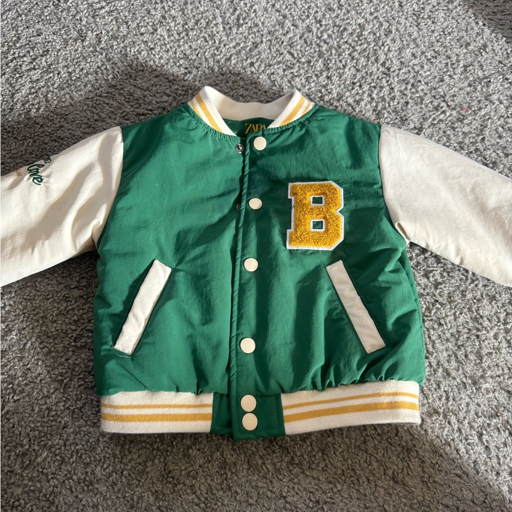 Zara Green Jacket with Yellow Logo